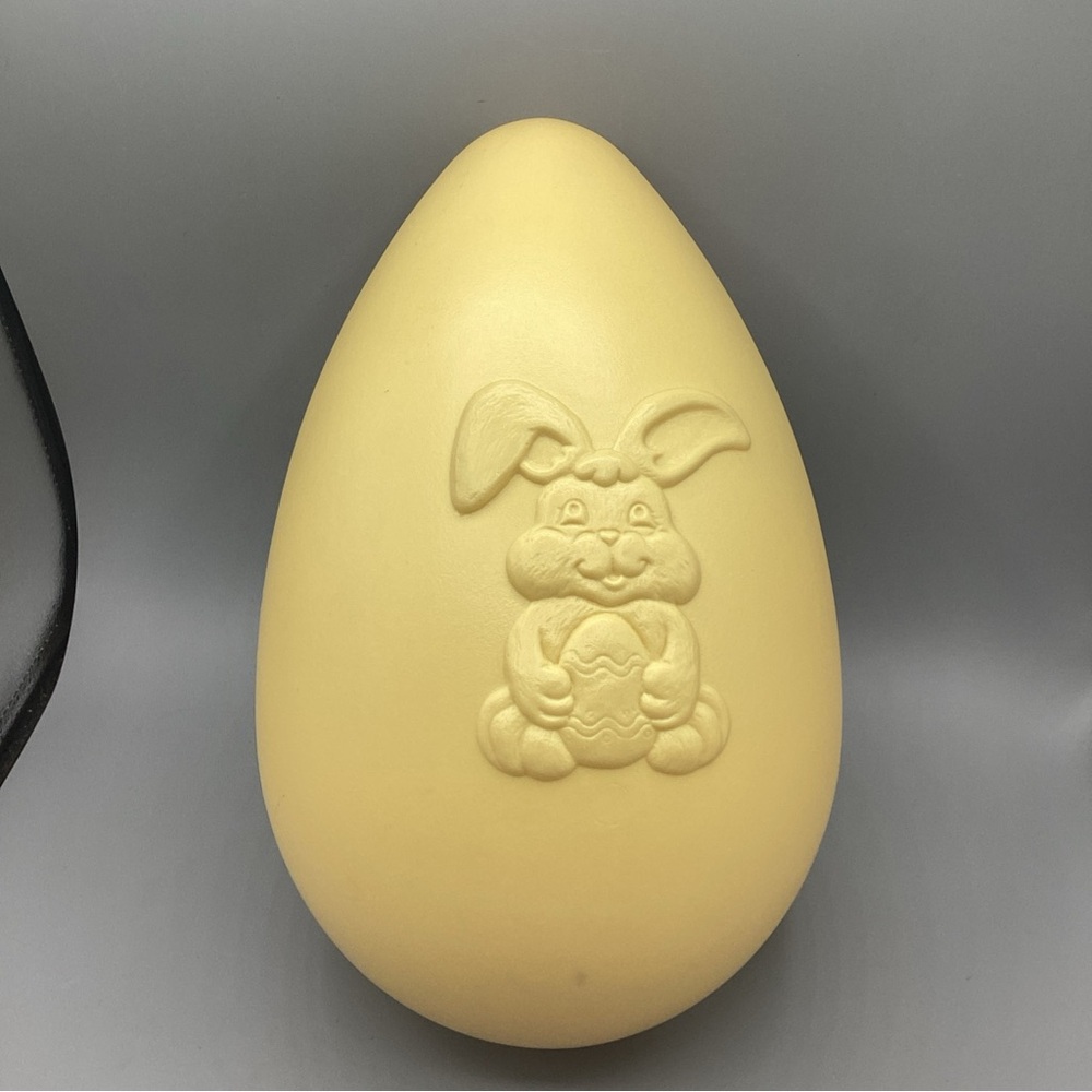 1998 Grand Venture 14" Blow Mold Yellow Easter Egg with Raised Easter Bunny-NOS